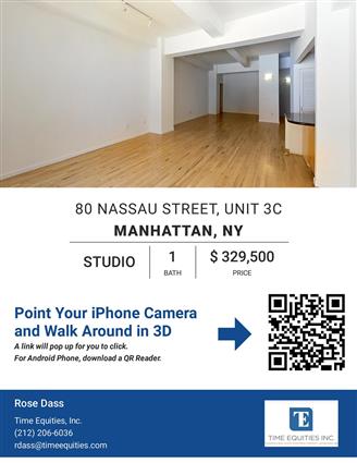 80 Nassau Street 3-C Financial District New York NY 10038